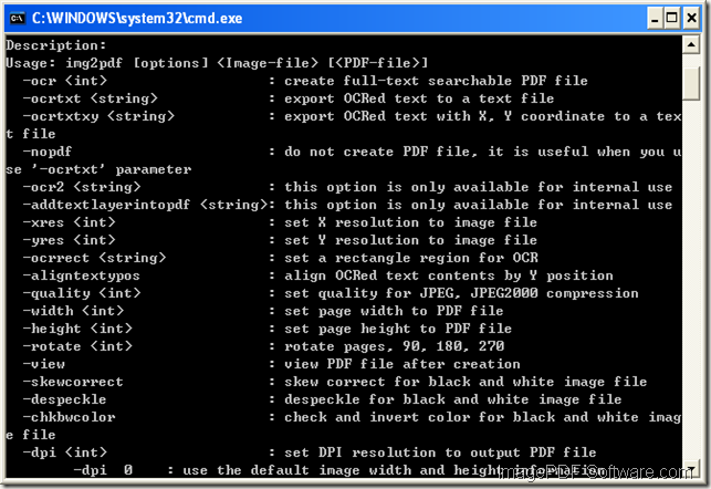 usage of Image to PDF OCR Conveter command line