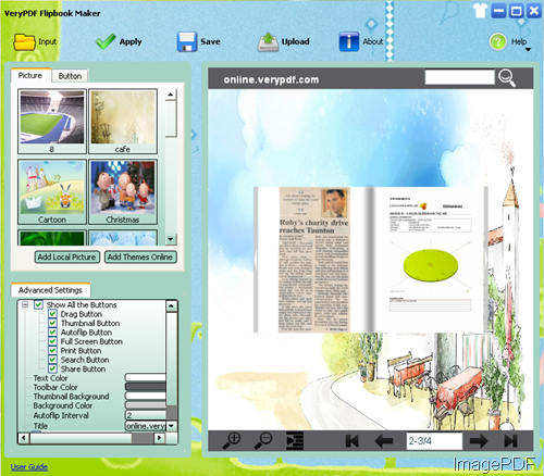 software interface of Flipbook Maker