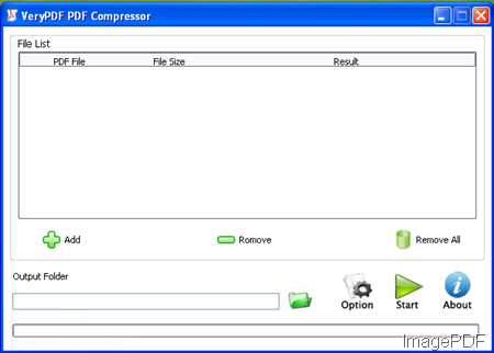 software interface of PDF Compressor