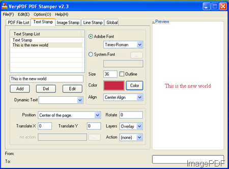 software interface of PDF stamp